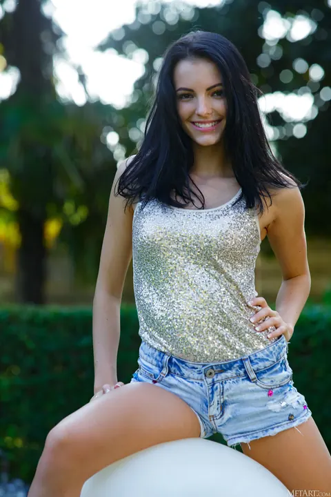 Sapphira A: Skinny Brunette Spreads Outdoors – photo 3 of 21