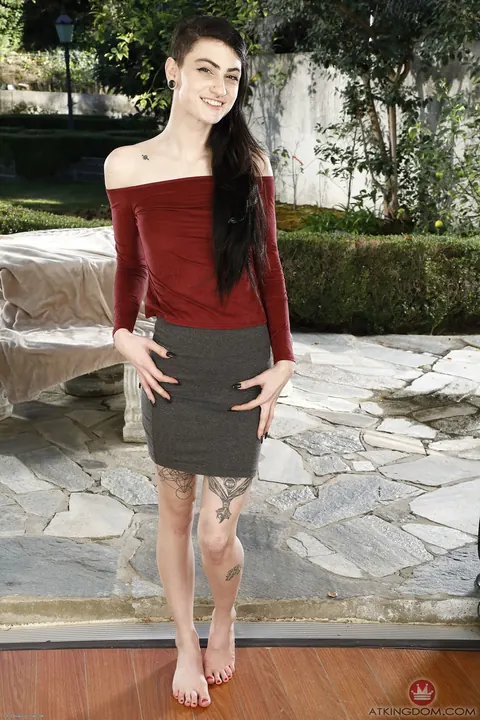 Lydia Black: Slim Brunette in a Skirt Fingers Her Ass and Masturbates – photo 2 of 21