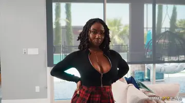 Ebony BBW with Big Tits Sucks Cock and Gets Fucked Doggy Style in Uniform