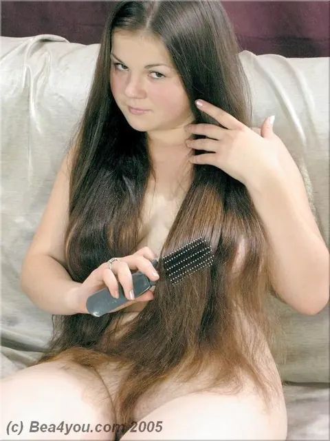 Busty Brunette Brushes Her Long Hair in Panties – photo 15 of 15