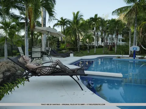 Tracy Bie: Blonde European Fingers Her Shaved Pussy Poolside – photo 2 of 16