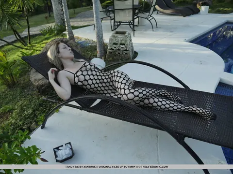 Tracy Bie: Blonde European Fingers Her Shaved Pussy Poolside – photo 13 of 16