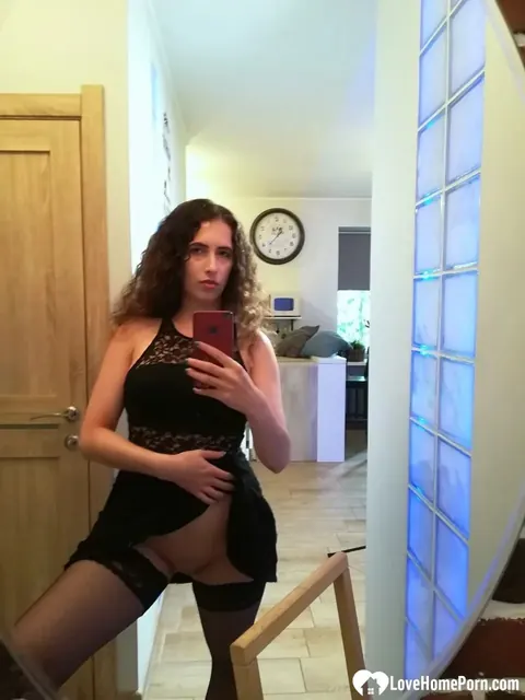 Curly-Haired Brunette Poses Nude and Spreads Her Pussy – photo 3 of 21