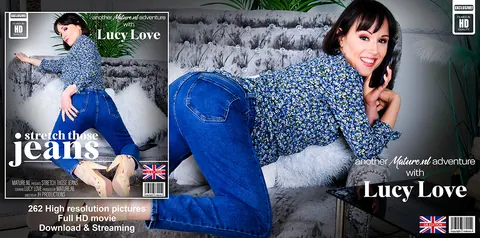 Lucy Love: Mature British Brunette in Jeans and Heels Oils Up and Masturbates – photo 11 of 11