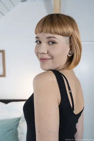 Sabrina Frash – Redhead in Stockings Toys Her Hairy Pussy in a Dress