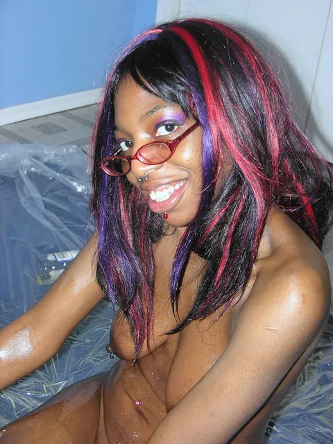 Slim Ebony Woman in Lingerie Drenches Herself in Alcohol – photo 21 of 21