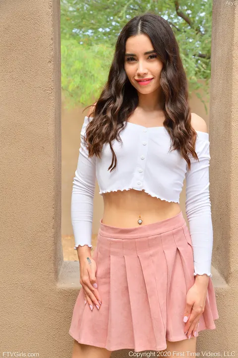 Aria Lee: Asian Amateur in a Skirt Pleasures Herself with a Glass Dildo – photo 1 of 15