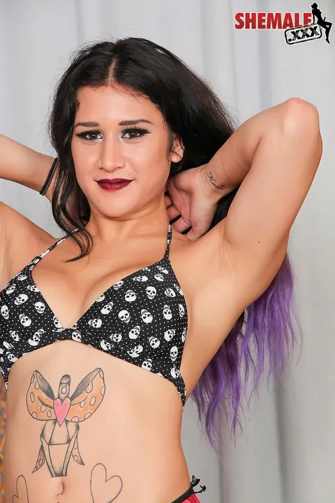 Brunette Trans Woman Strips Nude and Shows Her Ass and Cock – photo 1 of 16