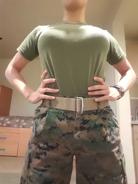 Athletic Brunette in Military Top Spreads Her Legs – photo 10 of 15