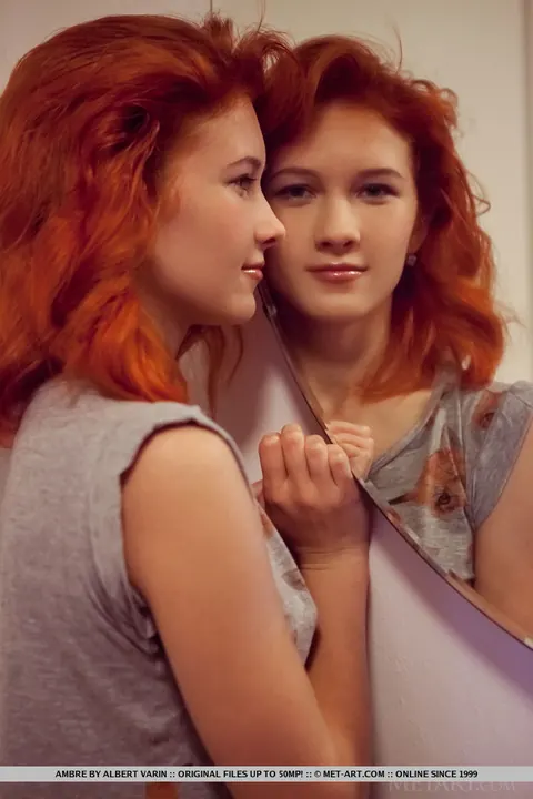 European Redhead Pulls Panties Down and Spreads Her Meaty Pussy Lips – photo 1 of 18