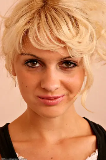 Blonde with Short Hair Spreads Her Pussy for the Camera