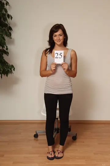 Czech Brunette in Panties Poses on a Chair
