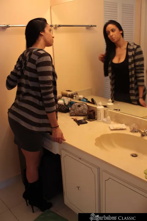 Nadia Lopez: Latina MILF Rides Reverse Cowgirl and Sucks in the Bathroom – photo 5 of 21