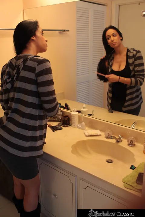 Nadia Lopez: Latina MILF Rides Reverse Cowgirl and Sucks in the Bathroom – photo 4 of 21
