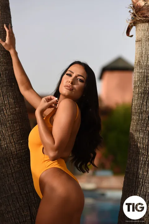 Jodie James: British Brunette Strips Out of Her Bikini Bodysuit Outdoors – photo 11 of 21