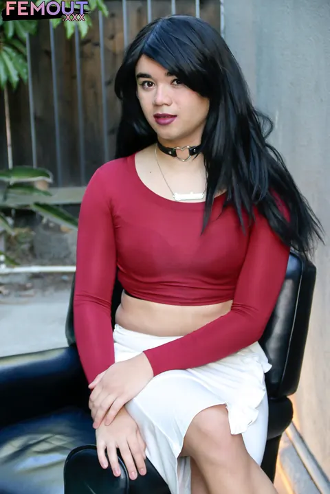 Thick Asian Trans Woman Strips Nude Outdoors – photo 1 of 16