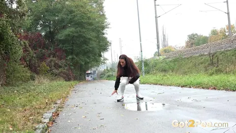 Maddi Black: Busty Brunette Drops Her Pants and Pisses in a Public Bathroom – photo 2 of 14