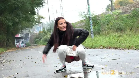 Maddi Black: Busty Brunette Drops Her Pants and Pisses in a Public Bathroom – photo 11 of 14