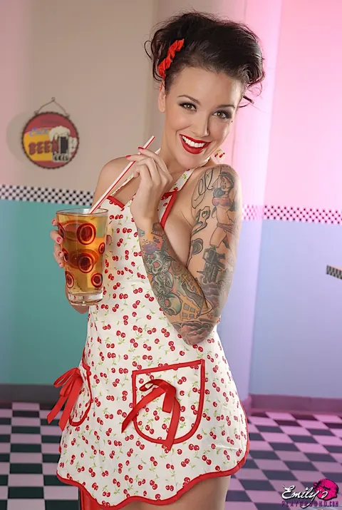 Emily Parker: Tall Asian Brunette with Big Tits Bares All on a Diner Table – photo 3 of 15