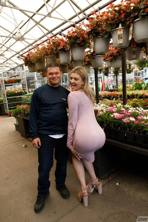 Serena Avery: Blonde in a Dress and Heels Flashes Her Tits Outdoors – photo 13 of 13