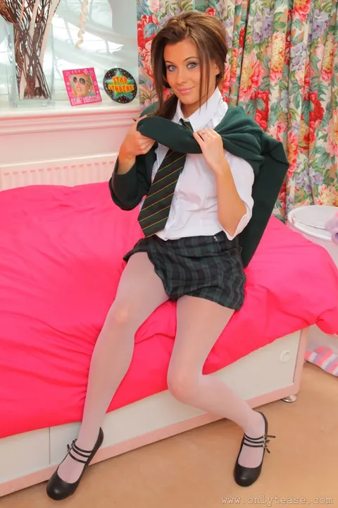 Chrystal Lee: European Redhead PAWG Spreads in Uniform on the Bed – photo 4 of 21