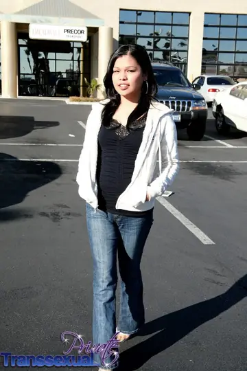 Asian Trans Woman Strips Out of Her Jeans and Stockings