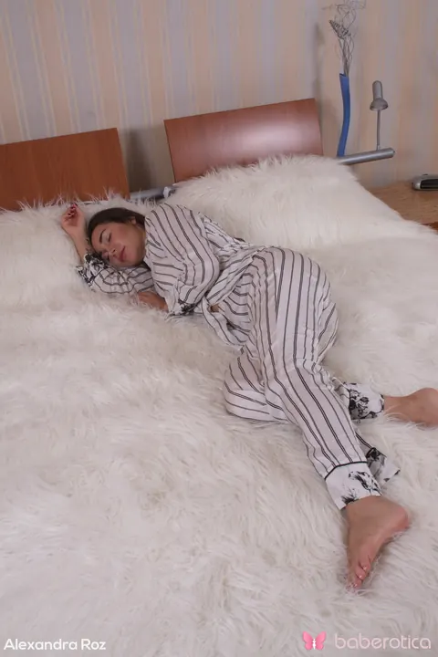 Alexandra Roz: Thick Russian Peels Off Pajamas and Toys Her Pussy Deep – photo 1 of 21