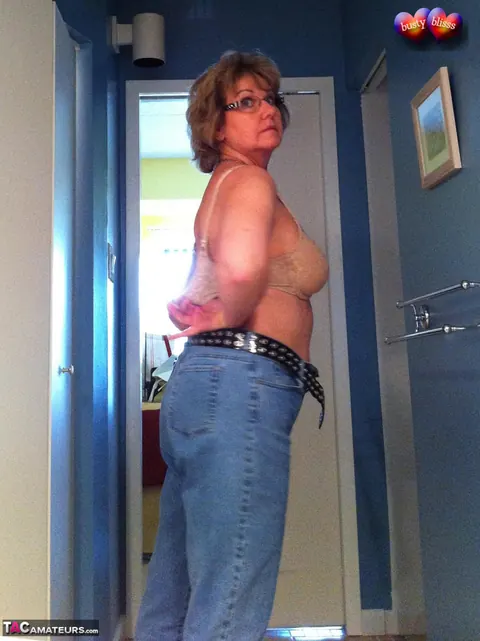 Bustybliss: Curvy Mature Brunette Strips Out of Her Lingerie and Jeans – photo 9 of 20
