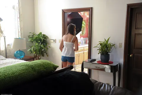 Sally Charles: PAWG Brunette in Shorts Strips and Shows Her Body – photo 19 of 21