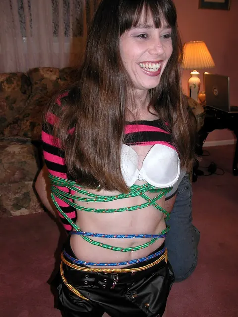 Samantha Charles: Petite Brunette MILF Gives a Blowjob While Bound in Rope and Wearing Glasses – photo 10 of 21
