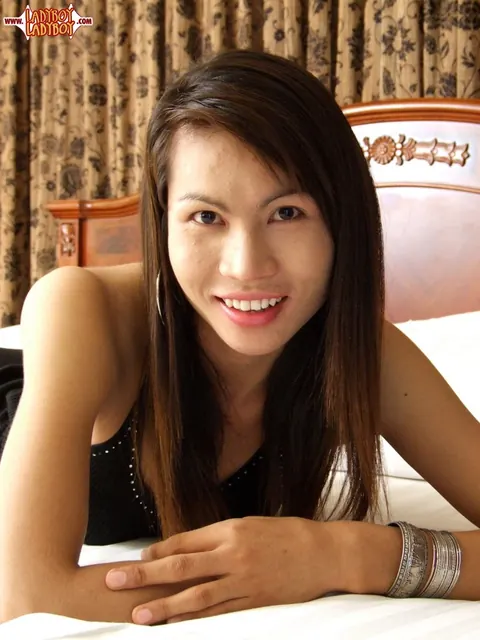 Asian Trans Woman Stands Nude Displaying Her Hairy Bush and Cock – photo 2 of 16