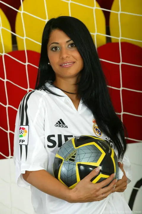 Barbara Nova: Thick European Brunette Strips in the Gym Wearing Soccer Gear – photo 2 of 15