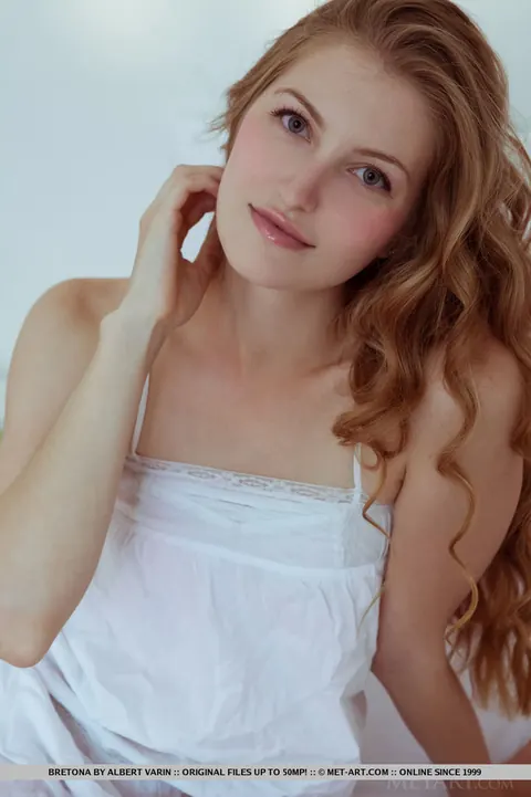 Redhead Strips Off Her Skirt and Panties to Spread Her Shaved Pussy – photo 1 of 18