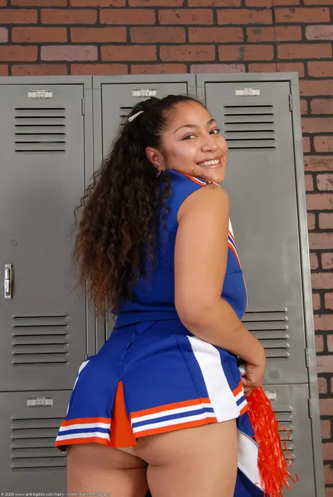 Curly Latina MILF in a Uniform Spreads Her Hairy Pussy and Fat Ass – photo 3 of 20