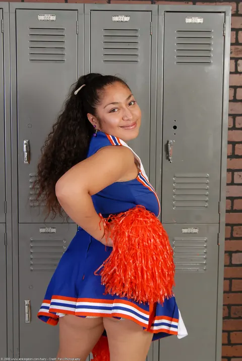 Curly Latina MILF in a Uniform Spreads Her Hairy Pussy and Fat Ass – photo 2 of 20