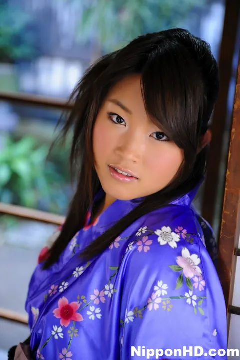 Japanese Brunette Opens Her Kimono and Stands Nude – photo 2 of 12