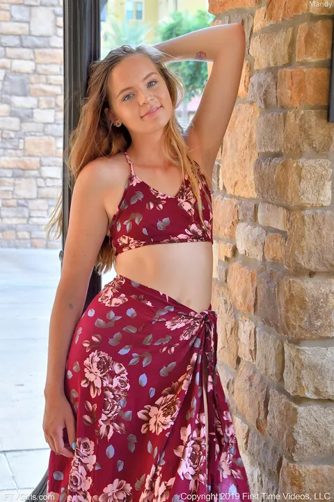 Mandy Summers: Redhead Amateur Poses in a Dress Outdoors – photo 6 of 21