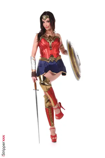Thick Brunette in Cosplay Strips and Fucks Herself with a Dildo