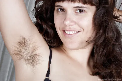 Penny Letters: Hairy Brunette Spreads in Lingerie and Shows Armpits – photo 6 of 16
