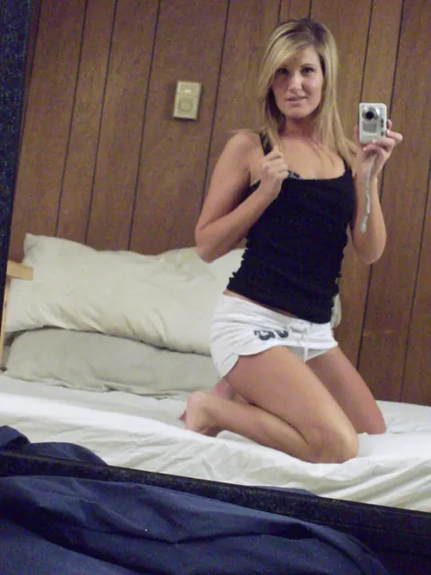 Amateur Blonde Strips and Kisses Her Partner by the Mirror – photo 5 of 21