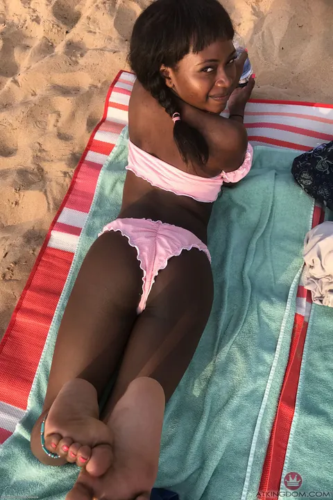 Noemie Bilas: Petite Ebony Brunette Spreads Her Pussy and Shows Her Feet Outdoors – photo 8 of 20