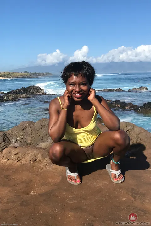 Noemie Bilas: Petite Ebony Brunette Spreads Her Pussy and Shows Her Feet Outdoors – photo 11 of 20