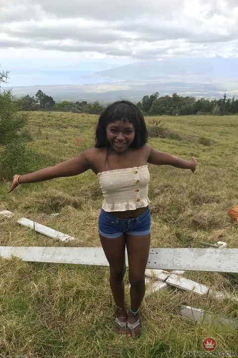 Noemie Bilas: Petite Ebony Brunette Spreads Her Pussy and Shows Her Feet Outdoors – photo 5 of 20