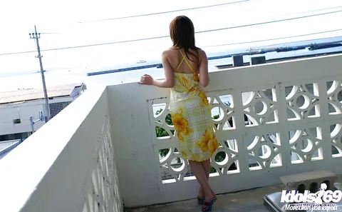 Yua Aida: Japanese Brunette Strips Out of Her Dress Outdoors – photo 3 of 16