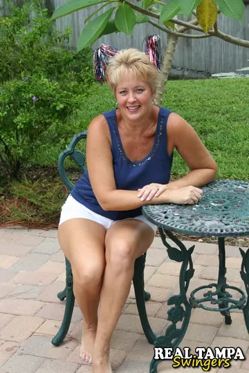 Tracy Lick – Busty Blonde MILF Fingers Her Hairy Pussy in the Garden