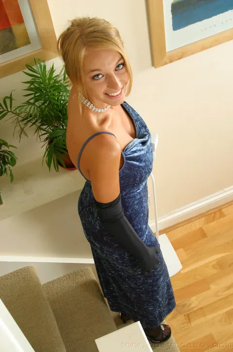 Hayley Marie Coppin: Short-Haired Blonde Strips Off Her Dress for Lingerie and Stockings – photo 6 of 21
