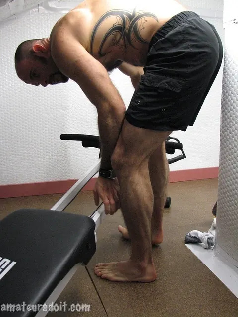 Hairy Mature Man Strips and Spreads at the Gym – photo 3 of 17