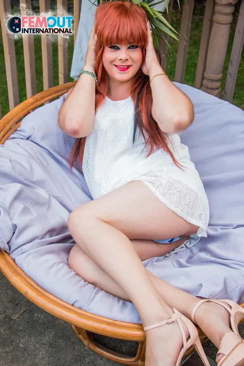 Redhead Trans Woman Peels Top Down and Shows Cock and Ass – photo 2 of 16