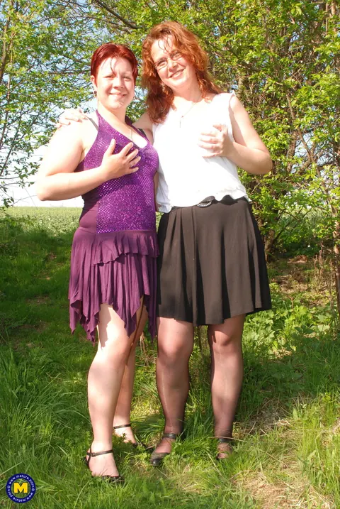 BBW Redheads Lift Their Skirts for Lesbian Sex Outdoors – photo 1 of 21