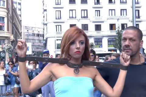 Bianca Resa: Slim Redhead MILF Bound in a Dress for Public Group Play – photo 10 of 17